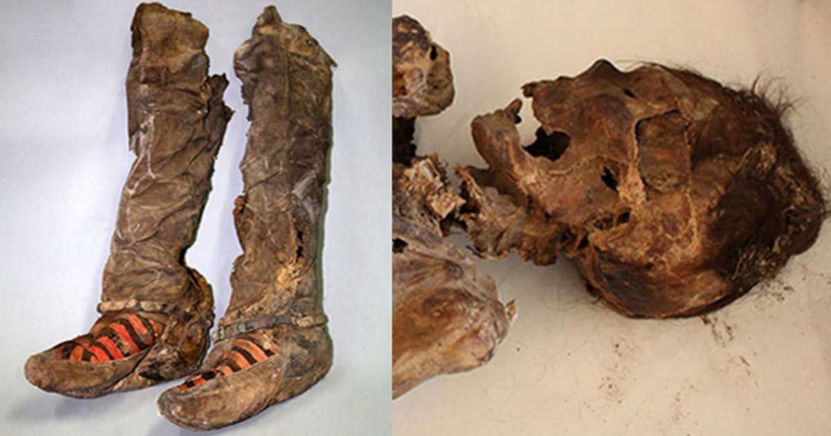 1500 years old mummy wearing Adidas sneaker shoe