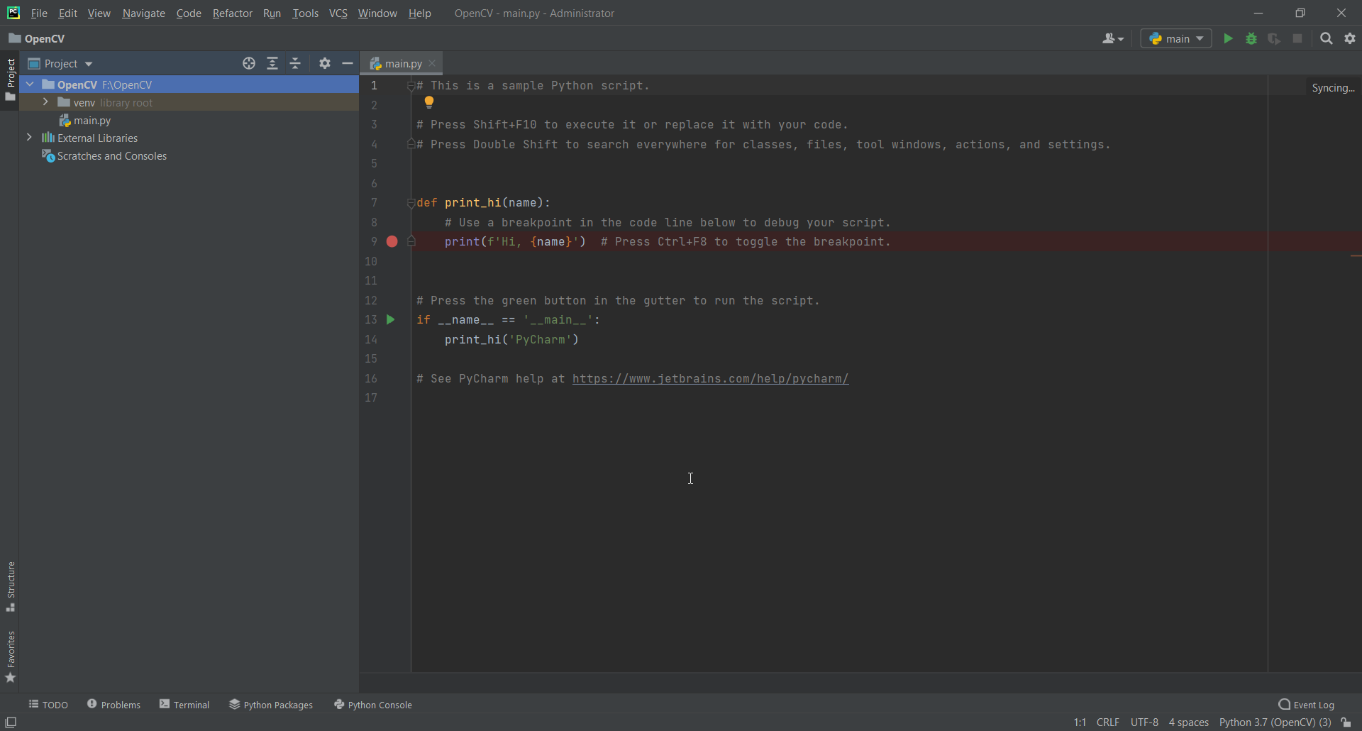 PyCharm Editor